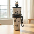 LifeStyn Jelly Panda Kids Insulated Water Bottle with Carry Strap