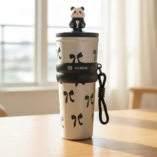 LifeStyn Jelly Panda Kids Insulated Water Bottle with Carry Strap