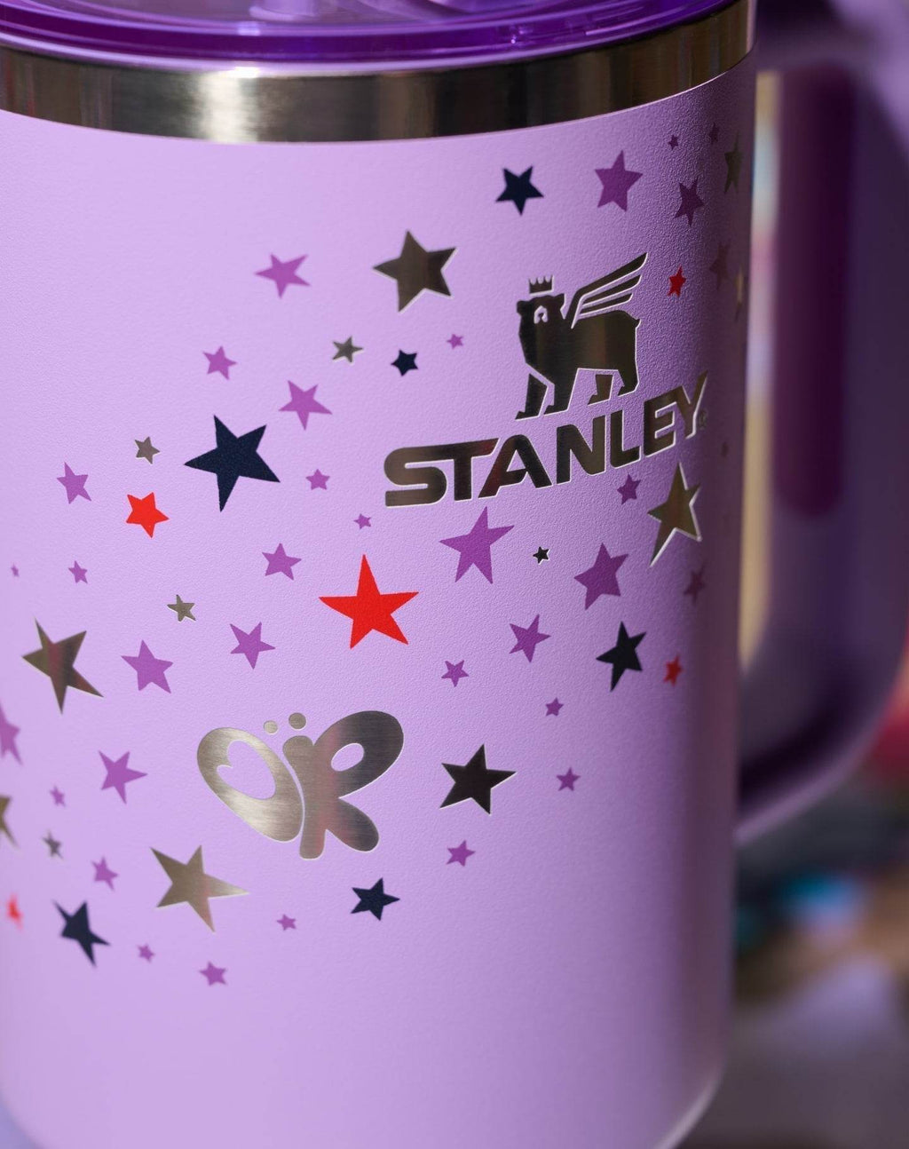 Lifestyn Lavender Star Insulated Travel Tumbler with Handle & Straw