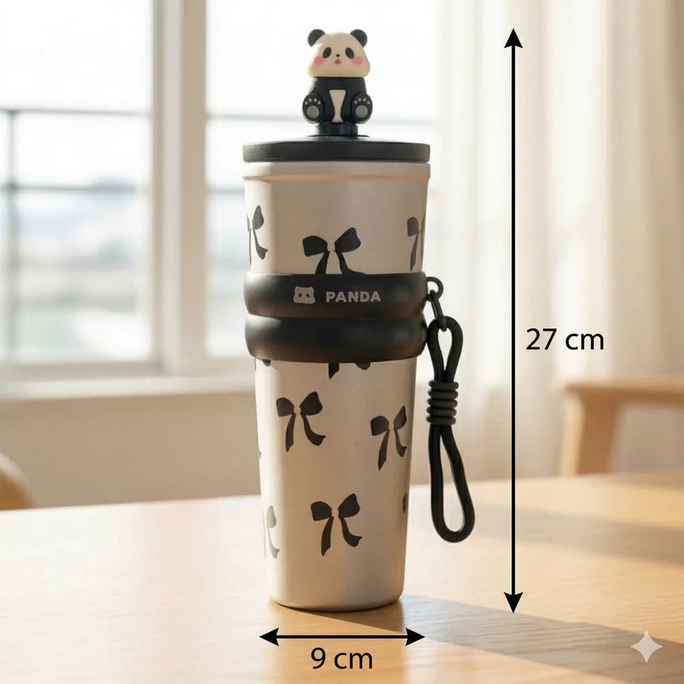 LifeStyn Jelly Panda Kids Insulated Water Bottle with Carry Strap