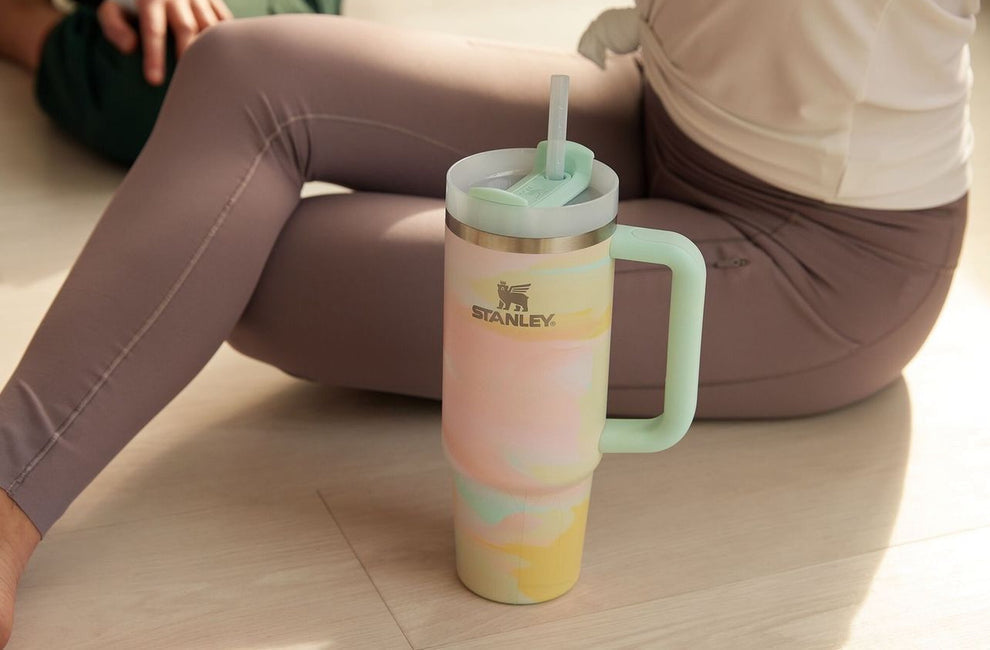 Lifestyn Pastel Marble Insulated Travel Tumbler with Handle & Straw
