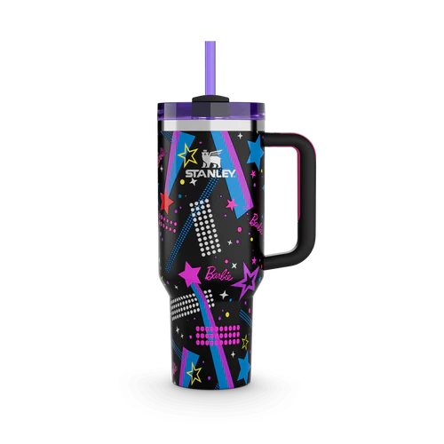 Lifestyn Black Star Insulated Travel Tumbler with Handle & Straw
