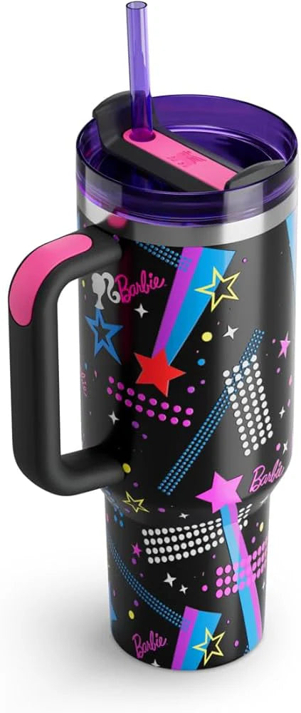 Lifestyn Black Star Insulated Travel Tumbler with Handle & Straw