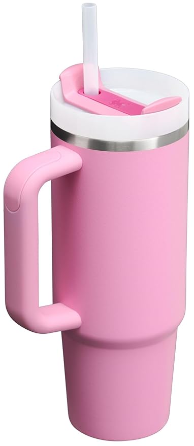 Lifestyn Classic Pink Insulated Travel Tumbler with Handle & Straw