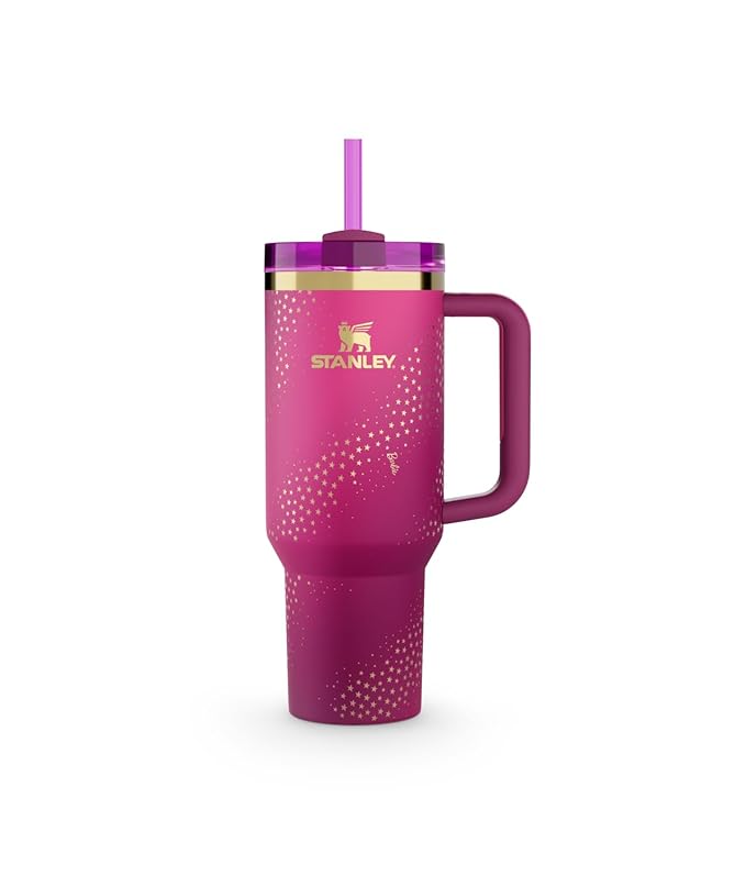 Lifestyn Metallic Pink Insulated Travel Tumbler with Handle & Straw