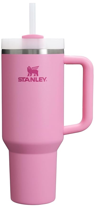 Lifestyn Classic Pink Insulated Travel Tumbler with Handle & Straw