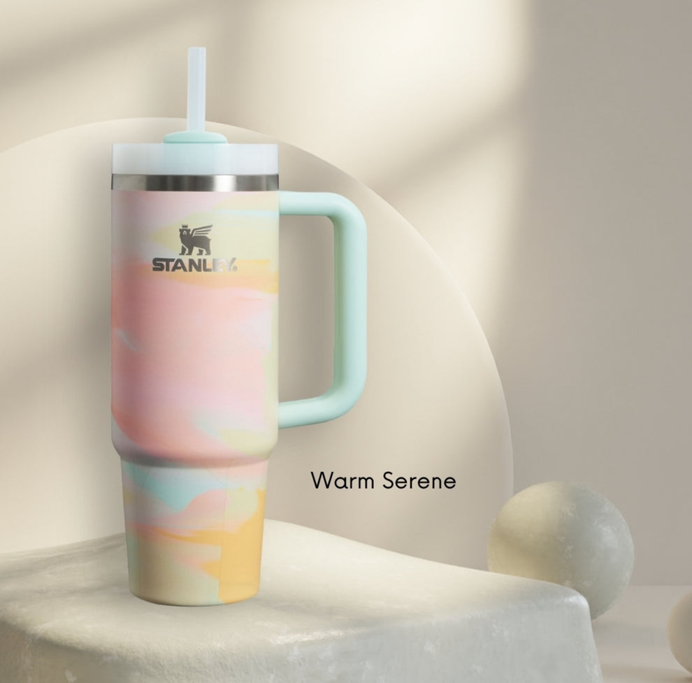 Lifestyn Pastel Marble Insulated Travel Tumbler with Handle & Straw