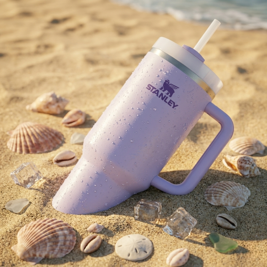 Lifestyn Lavender Insulated Travel Tumbler with Handle & Straw