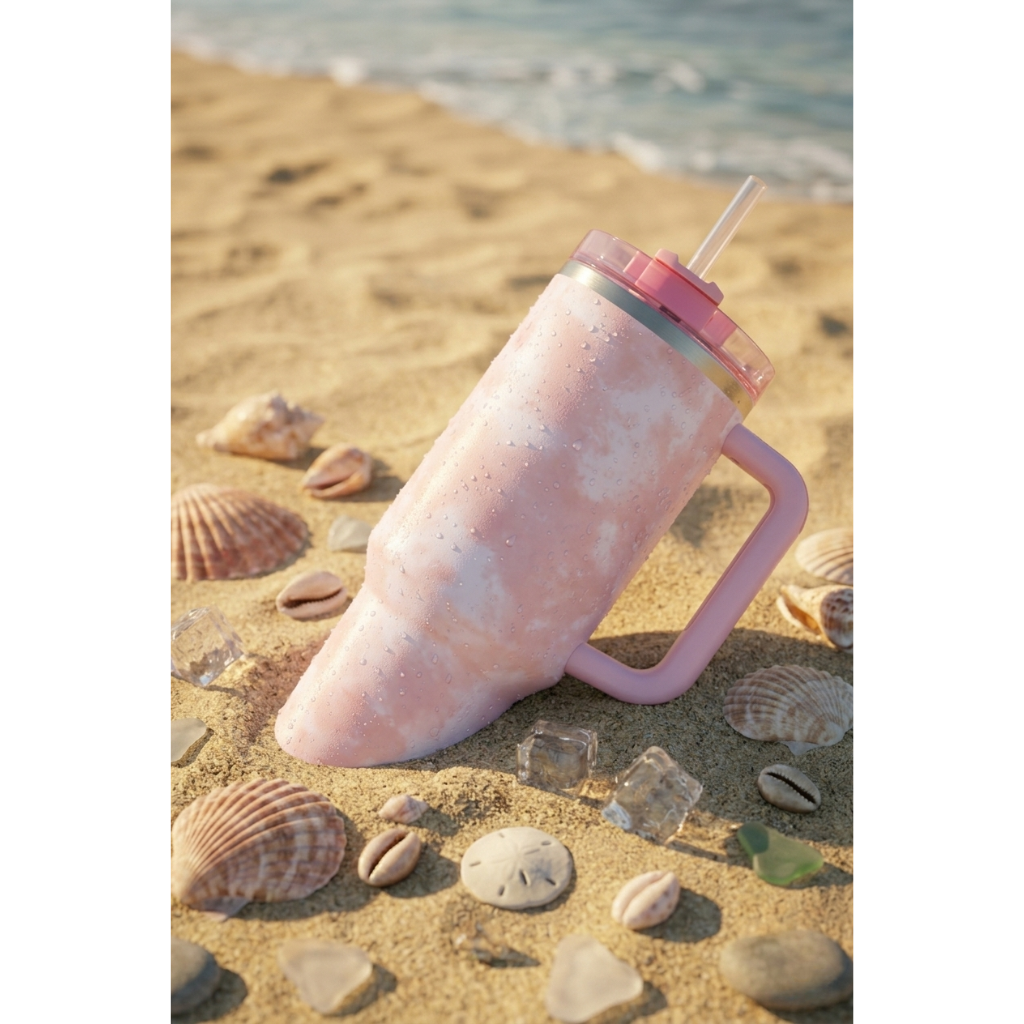 Lifestyn Marble Insulated Travel Tumbler with Handle & Straw