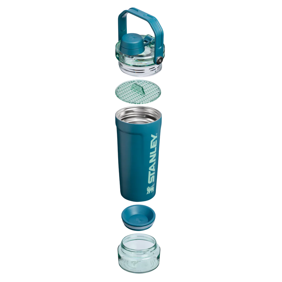 LifeStyn Active Vacuum Insulated Shaker Bottle with Storage Base – Coastal Teal