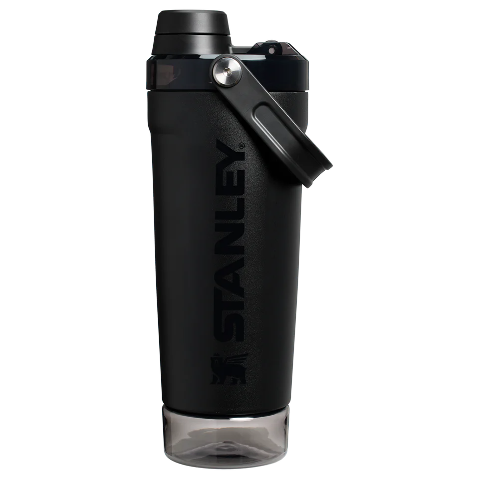 LifeStyn Active Vacuum Insulated Shaker Bottle with Storage Base – Midnight Black