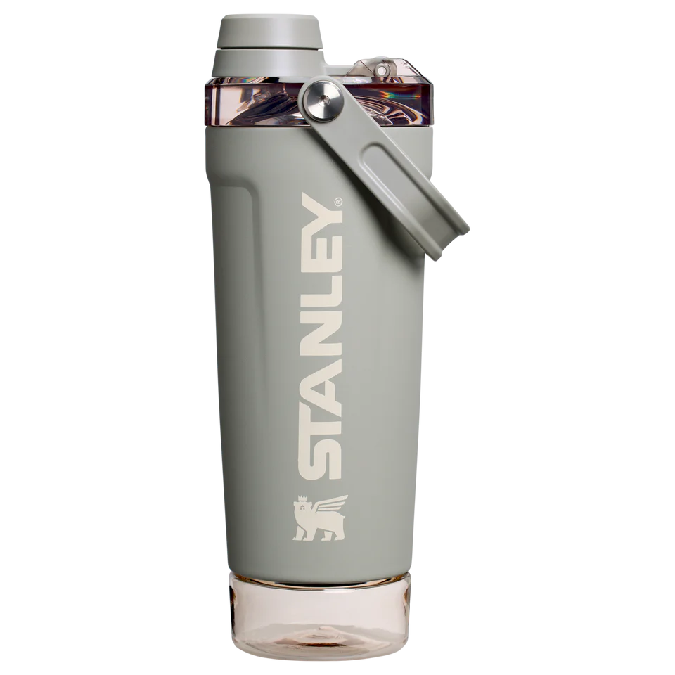 LifeStyn Active Vacuum Insulated Shaker Bottle with Storage Base – Sage Grey