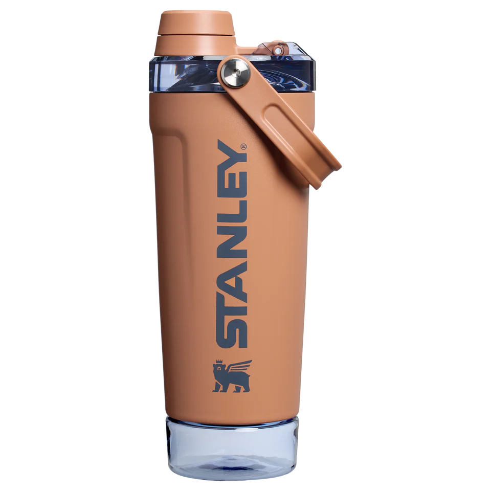 LifeStyn Active Vacuum Insulated Shaker Bottle with Storage Base – Toast Brown