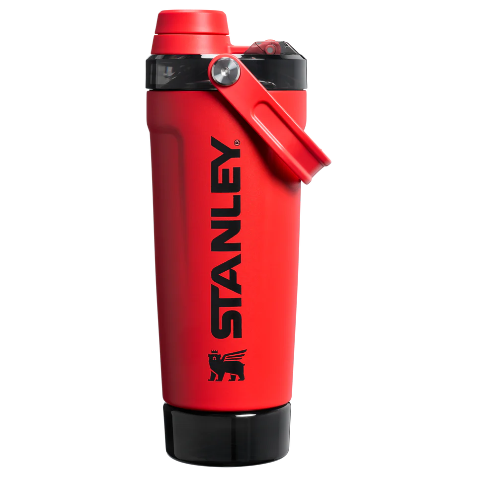 LifeStyn Active Vacuum Insulated Shaker Bottle with Storage Base – Chili Red