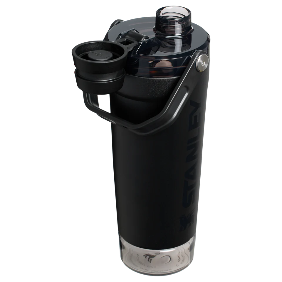 LifeStyn Active Vacuum Insulated Shaker Bottle with Storage Base – Midnight Black