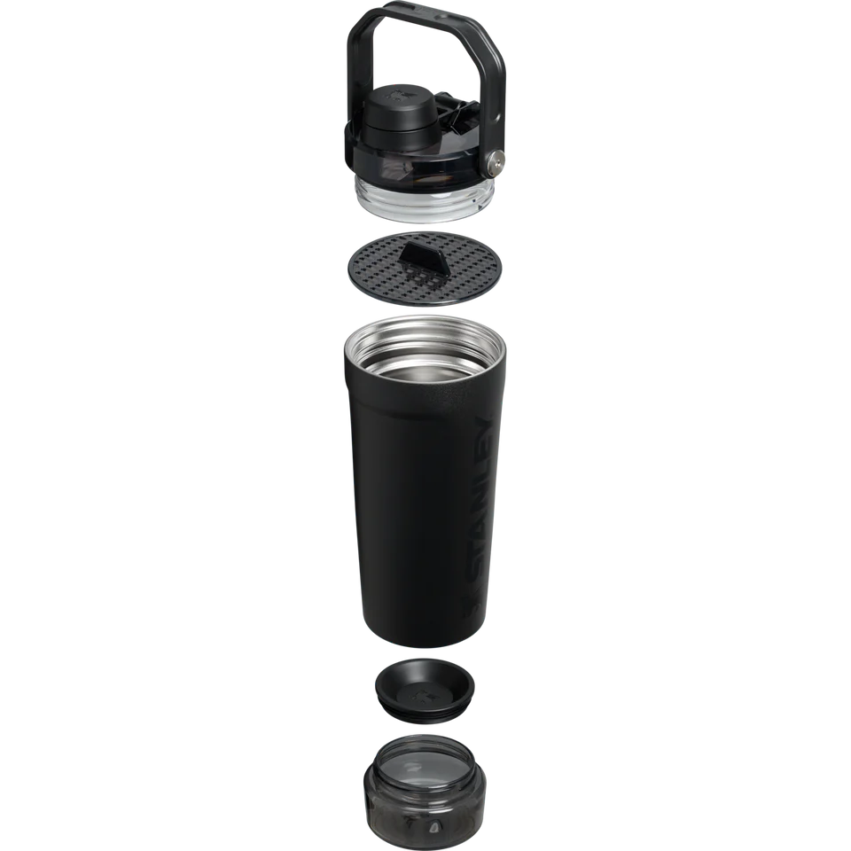 LifeStyn Active Vacuum Insulated Shaker Bottle with Storage Base – Midnight Black