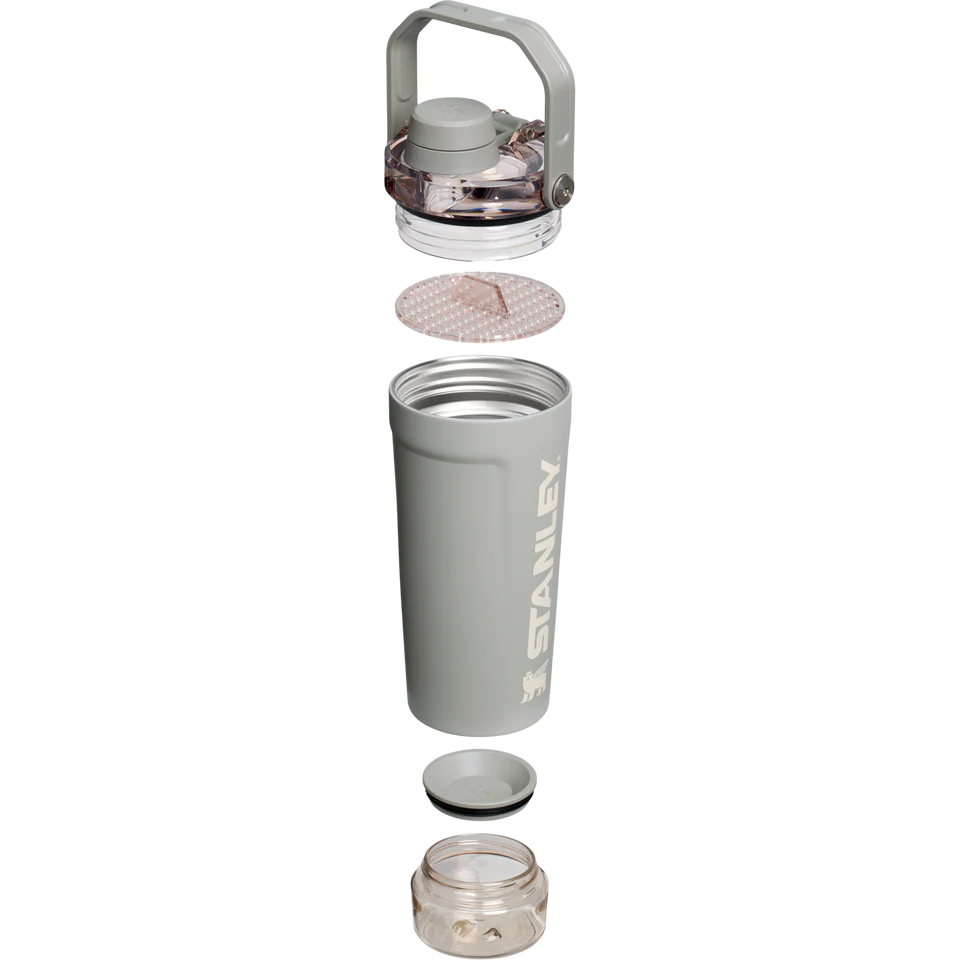 LifeStyn Active Vacuum Insulated Shaker Bottle with Storage Base – Sage Grey