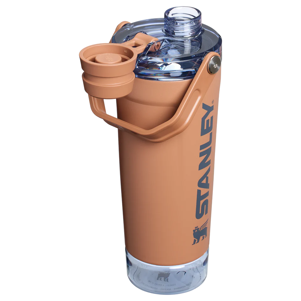 LifeStyn Active Vacuum Insulated Shaker Bottle with Storage Base – Toast Brown
