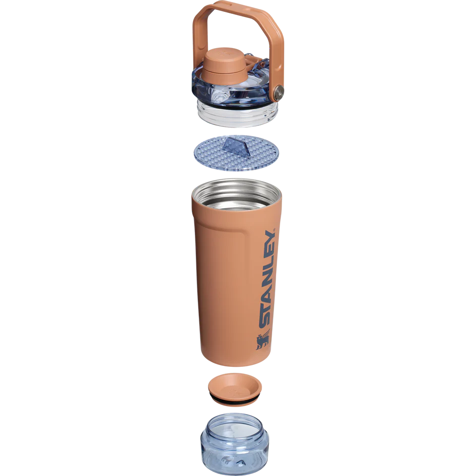 LifeStyn Active Vacuum Insulated Shaker Bottle with Storage Base – Toast Brown