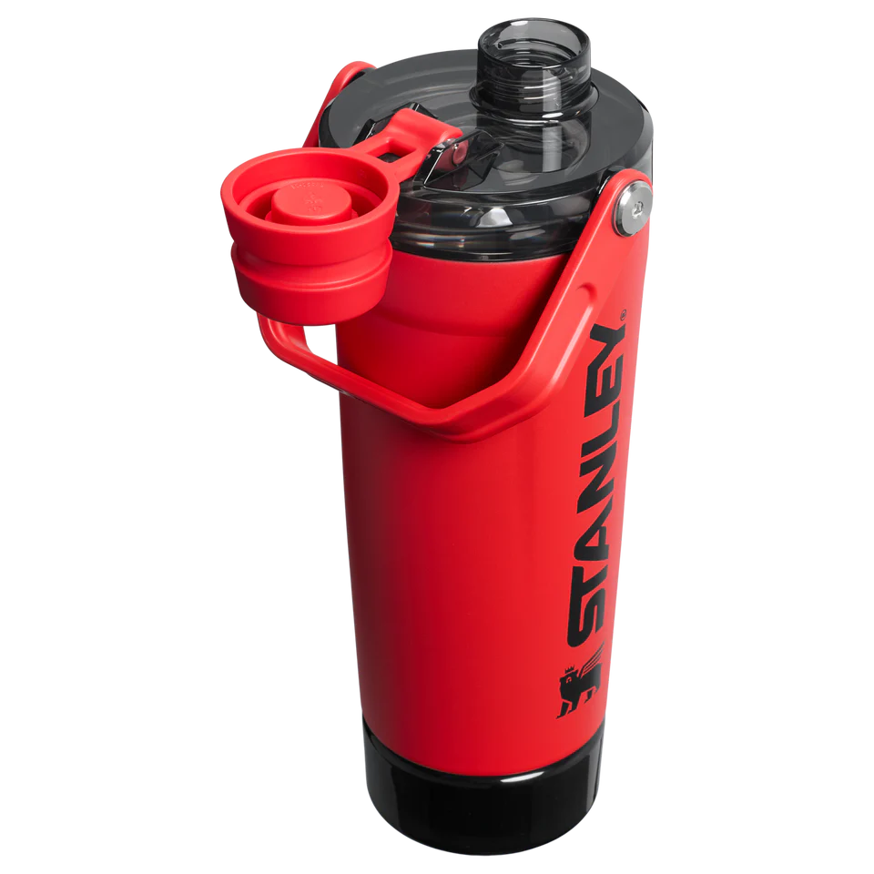 LifeStyn Active Vacuum Insulated Shaker Bottle with Storage Base – Chili Red