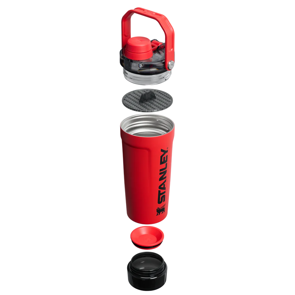 LifeStyn Active Vacuum Insulated Shaker Bottle with Storage Base – Chili Red