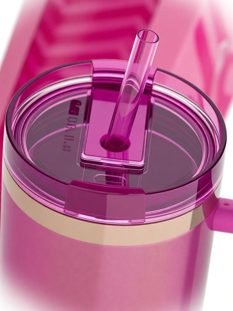 Lifestyn Pink Insulated Travel Tumbler with Handle & Straw